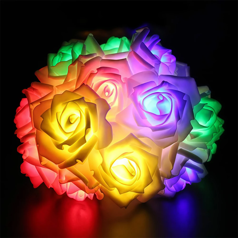 

6m LED Rose Flower String Lights Artificial Rose Garland Fairy Light for Wedding Valentine’s Day Christmas Home Decoration