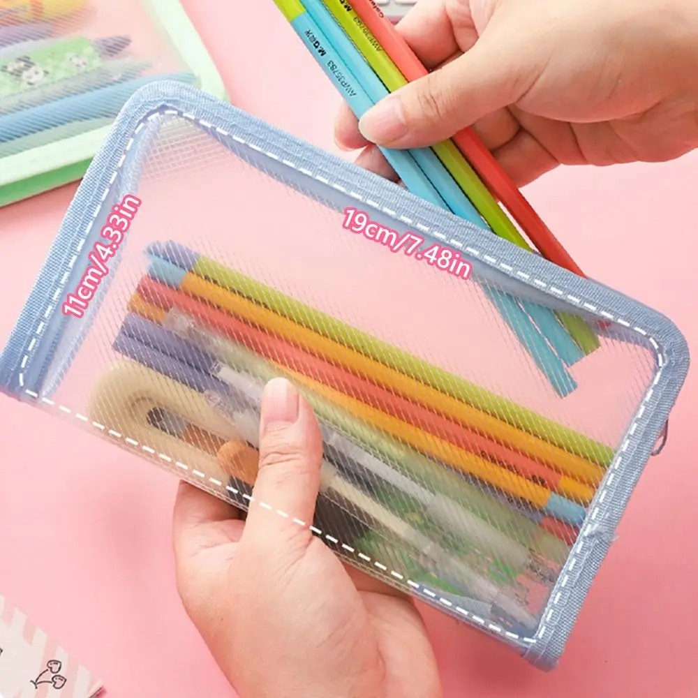 High Quality A6 Bill Storage Bag Zipper Design Large Capacity Pencil Case Transparent Twill Sticker Storage Bag Gift view 6