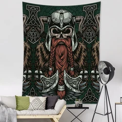 Viking Person Head Tapestry Ancient Psychedelic Witchcraft Mysterious Wall Hanging Bohemian Room Dormitory Decor