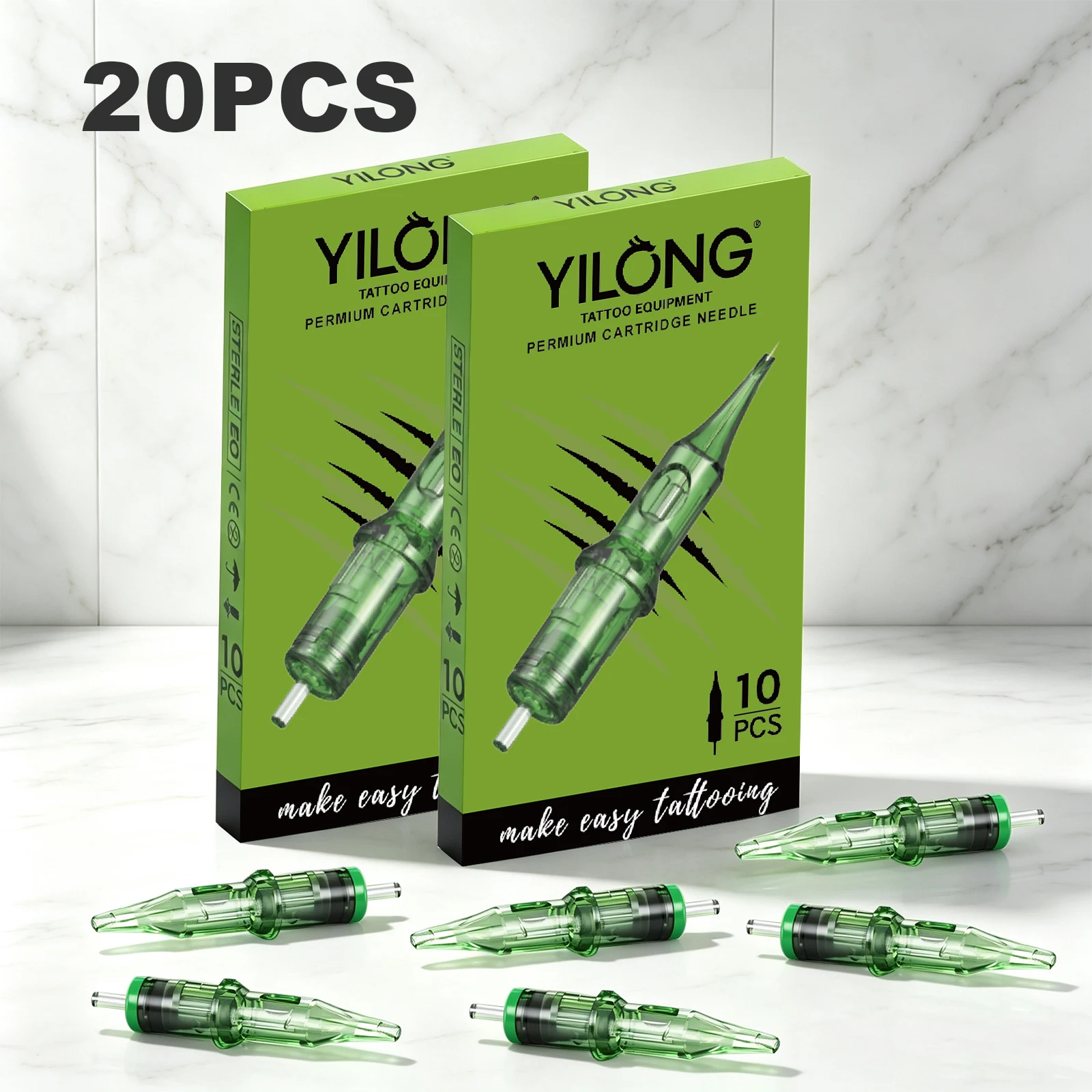 Yilong 20pcs RL RS RM M1 Safety Disposable Sterilized Tattoo Needle Cartridge for Tattoo Machine Supply Permanent Makeup