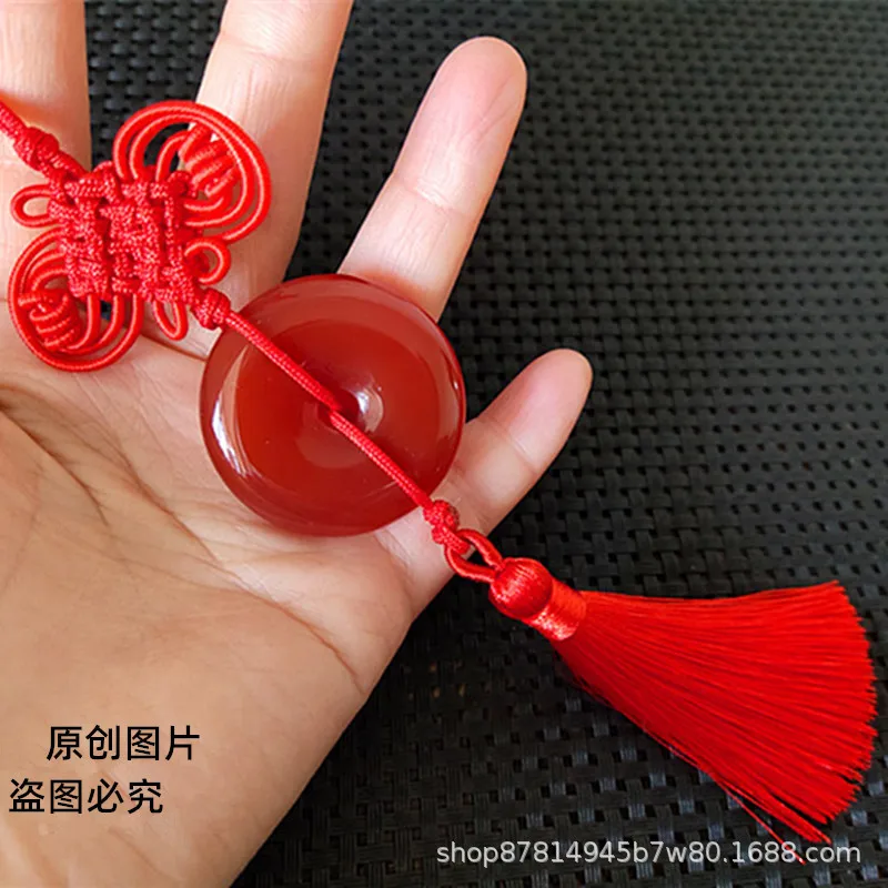 Red Agate Peace Buckle Creative Gift Carnelian Safe Chinese Knot Car Hanging Ornament