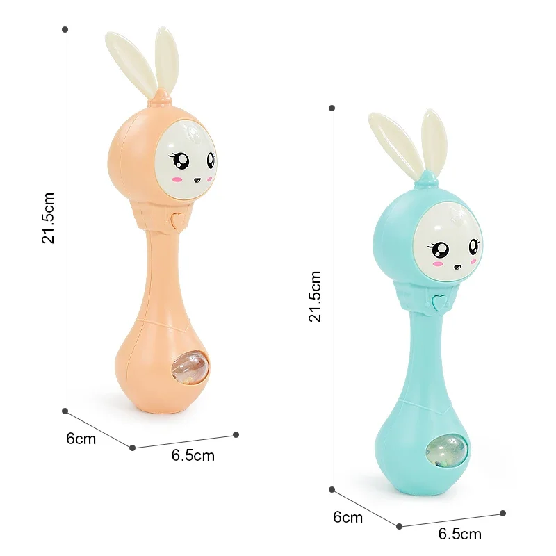 Baby Rabbit Hand Ringing Bell Toy 0-1 Year Old Baby Music Rhythm Stick Early Education Puzzle with Light Teeth Grinding Stick