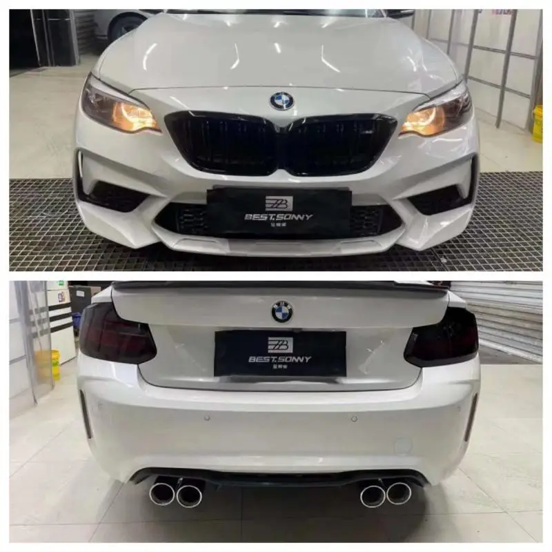 طقم هيكل السيارة لـ BM-W F22 F23 2 Series 2014 2015 2016 2017 2018 2019 ترقية M2 CS نمط المصد الأمامي والخلفي التنانير الجانبية
