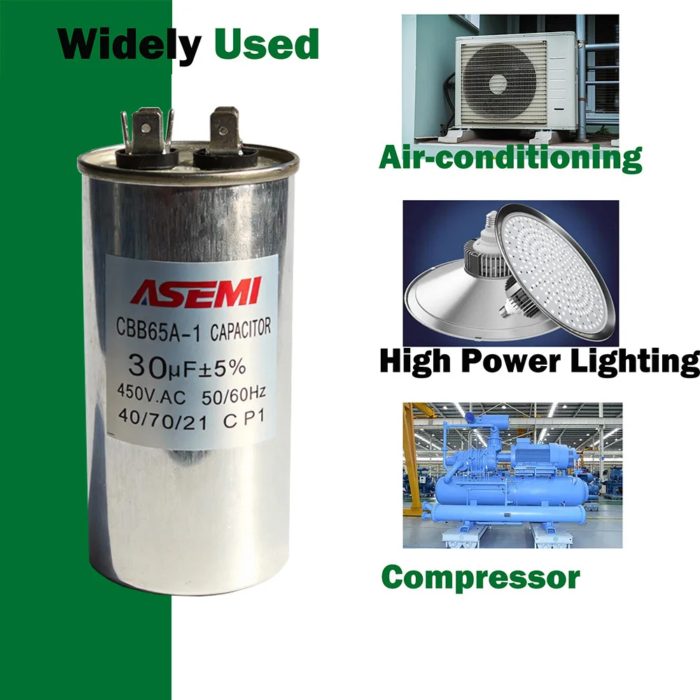 35uF 25uF 20uF 100uF 40uF 45uF 10uF 15uF 5uF CBB65 450V AC Motor Run Capacitor for Air Conditioner Compressor Start Capacitor view 6