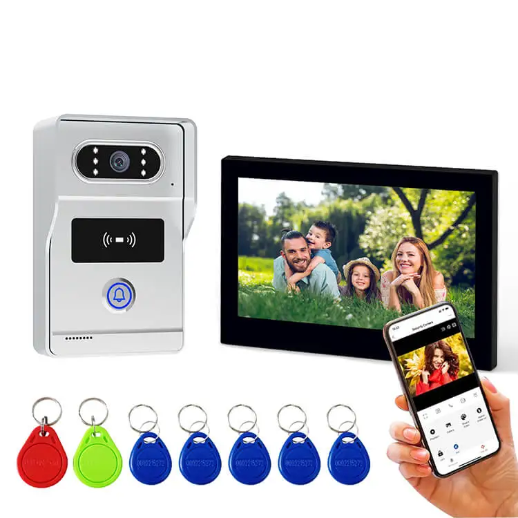 2mp 1080p tuya app ir visão noturna detecção de movimento wi fi ip campainha 4 com fio vídeo porta telefone câmera visual olho mágico visualizador