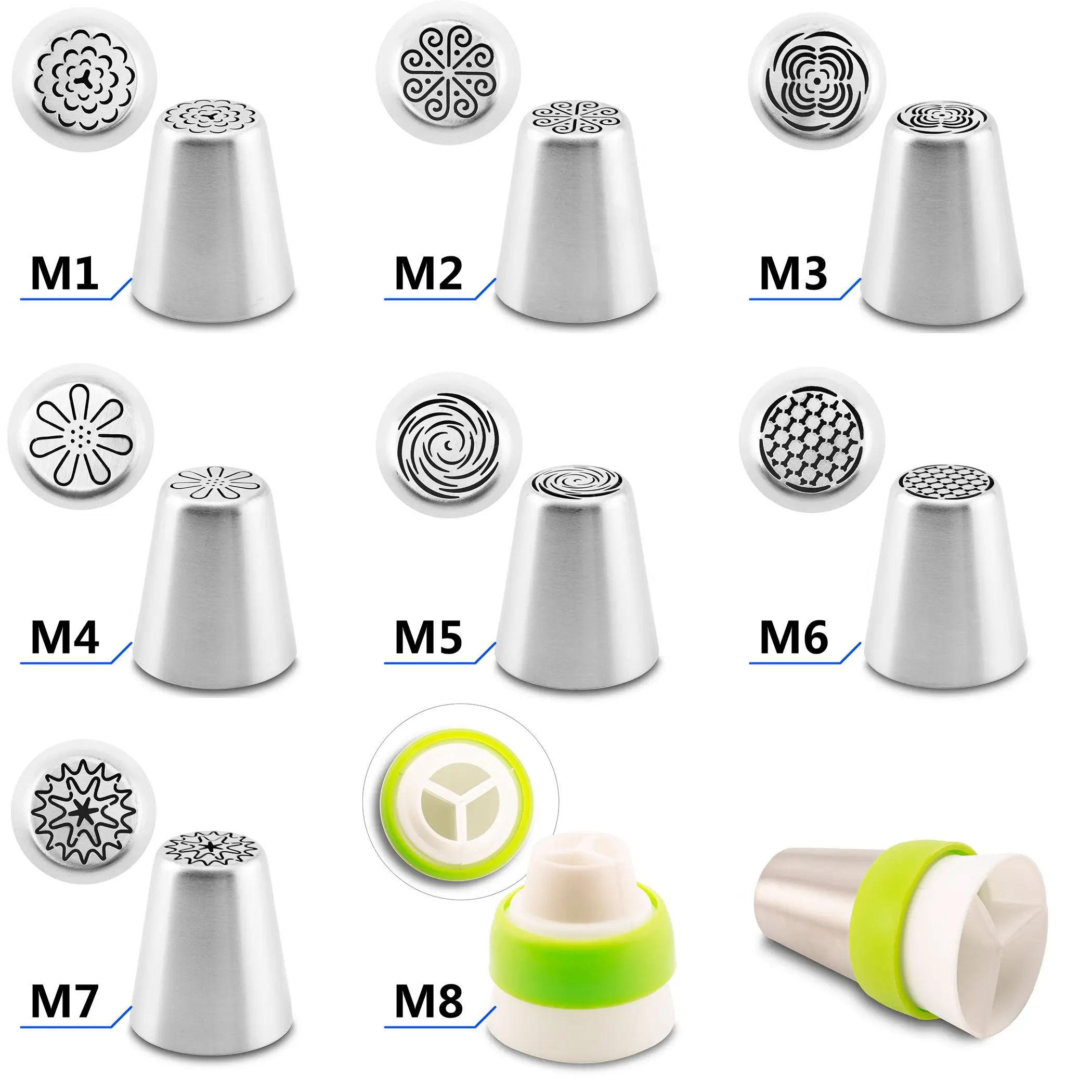 

Kinds Stainless Steel Icing Piping Malaysia Style Nozzle Converter Coupler Adaptor Flower Tools Pastry Cream Decoration Tips