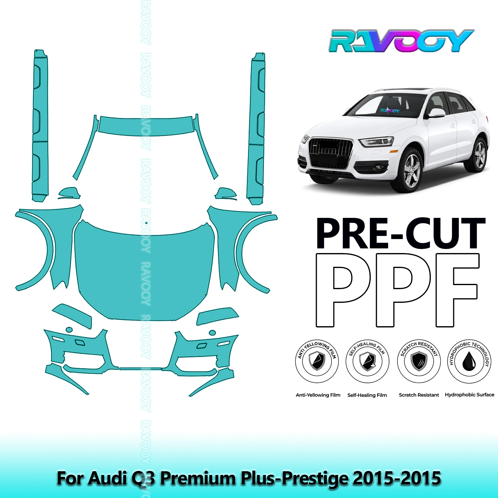 

Front Kit+Rockers Clear Bra Precut PPF Paint Protection Film For Audi Q3 Premium Plus-Prestige 2015-2015