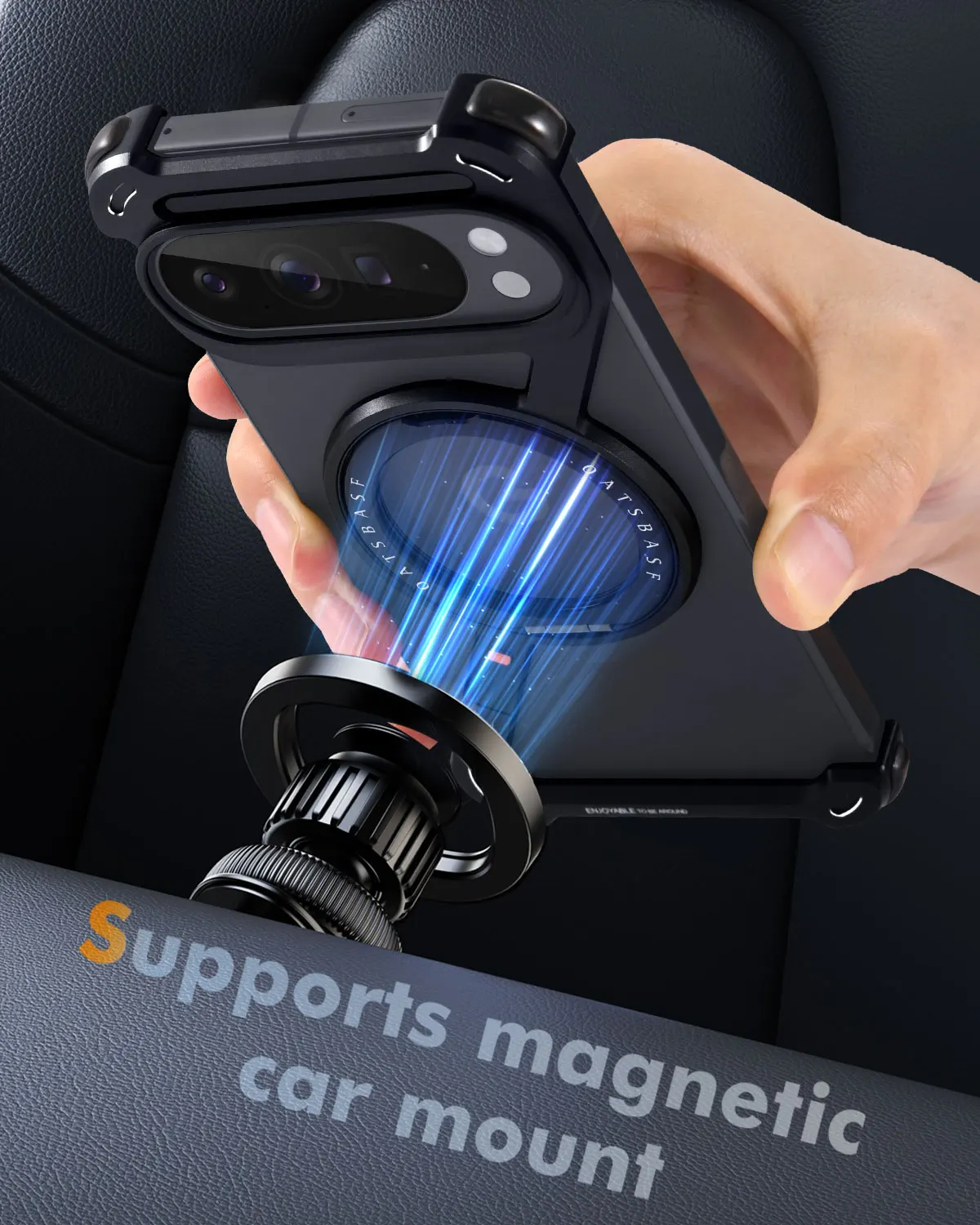 Oatsbasf Metalowe etui bezramkowe na telefon Google Pixel 10 Pro/10 Pro XL z podstawką 360 ° Obrotowa magnetyczna osłona do bezprzewodowego ładowania — zdjęcie produktu 4