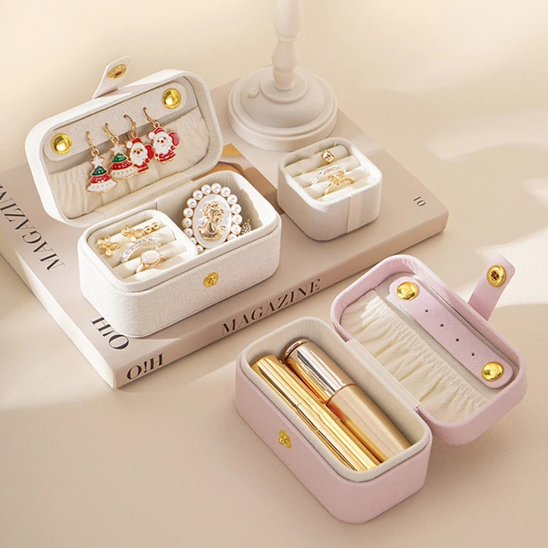 Mini Portable Jewelry Storage Box Ring Travel Earring Necklace Display Holder PU/Velvet Small Jewelry Organizer Packaging Boxes