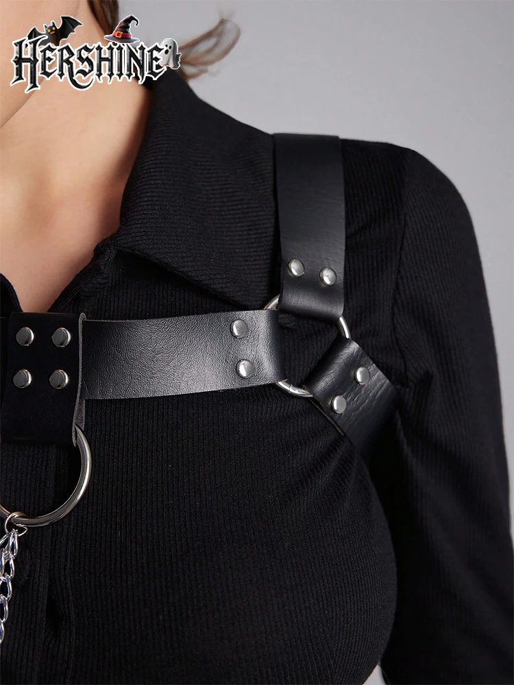 HERSHINE 1 pieza de cuerpo sexy para mujer con decoración de cadena de metal Y2K estilo gótico estilo oscuro accesorios de Halloween diversión en club nocturno