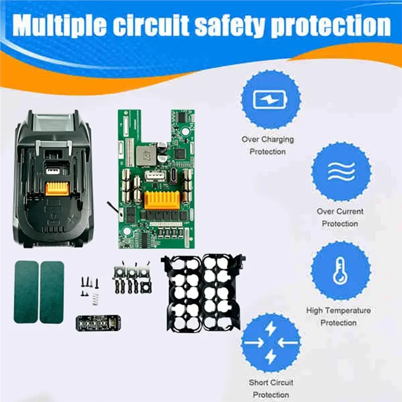 ABGN 10Core Battery Storage Box Case For Makita BL1850 Power Tool With 2-Way Type-C Fast Charge & USB Output Power Bank