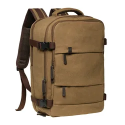 KAUKKO Canvas Travel Backpack, Carry On Backpack with Multi-Pockets and Shoe Pouch, fit 15.6 inch Laptop, 40L Weekender Bag
