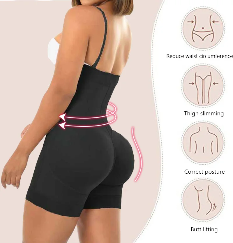 Fajas Colombianas Detachable Straps Girdle Full Body Shaper Slimming Bodysuit Postpartum Stage 3 Push Up Butt Lifter Shapewear