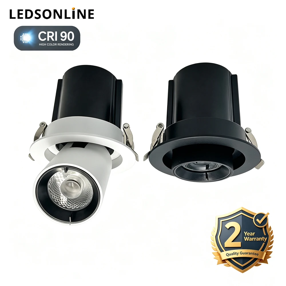 2 Pack 10W 15W Retractable Rotatable Adjustable LED Recessed Ceiling Downlight Spotlight Home Shop Hotel Commercial Lighting