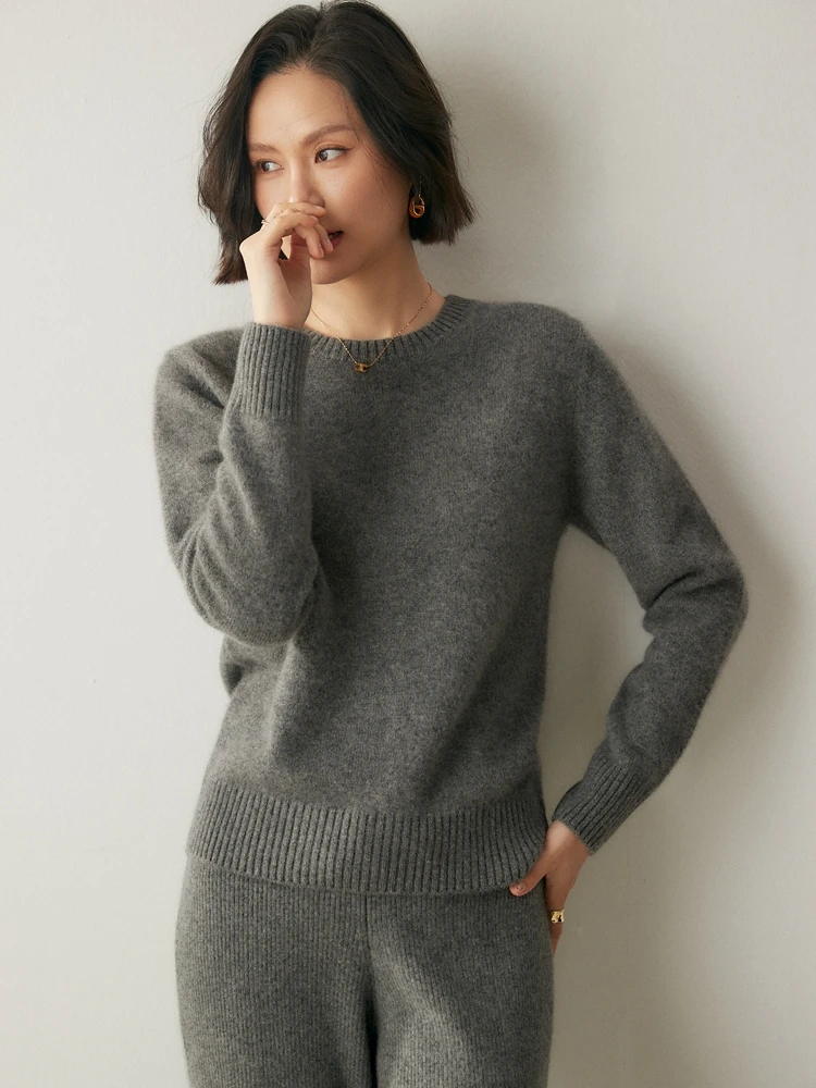 

Women Cashmere Sweaters O-neck Long Sleeve Pullovers Thick Warm 100% Cashmere Knitwear Autumn Winter Basic Classical Female Tops