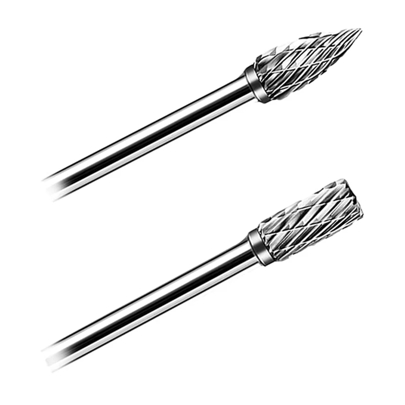 ABNO-20 Pcs Double Cut Carbide Rotary Burr Set 1/8In For Metal Glass Woodworking, Drilling, Polishing Cutting With 2 Collets