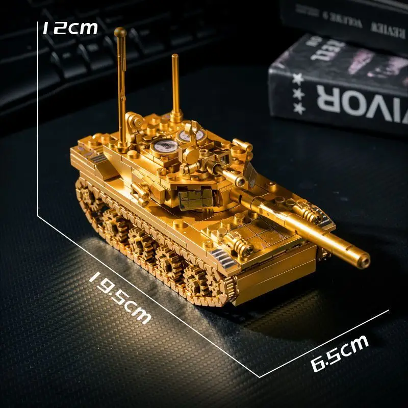 New in Stock Gold Tank Warship Missile Car Assembly 3d Three-dimensional Model Boy Children Assembly Building Blocks Toy Gift