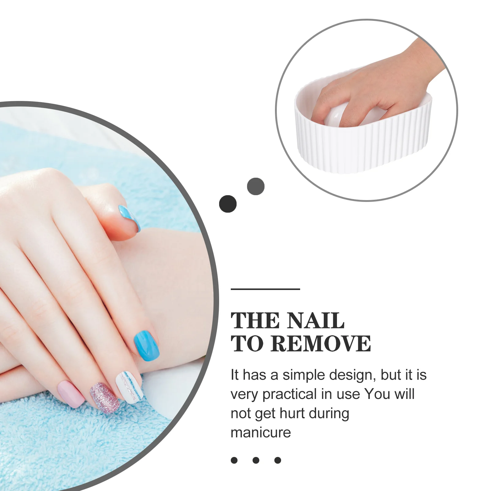 Gel Nail Polish Soak off Bowl Manicure Hand Clear Tool Manual Removal Bowls White Fingernail