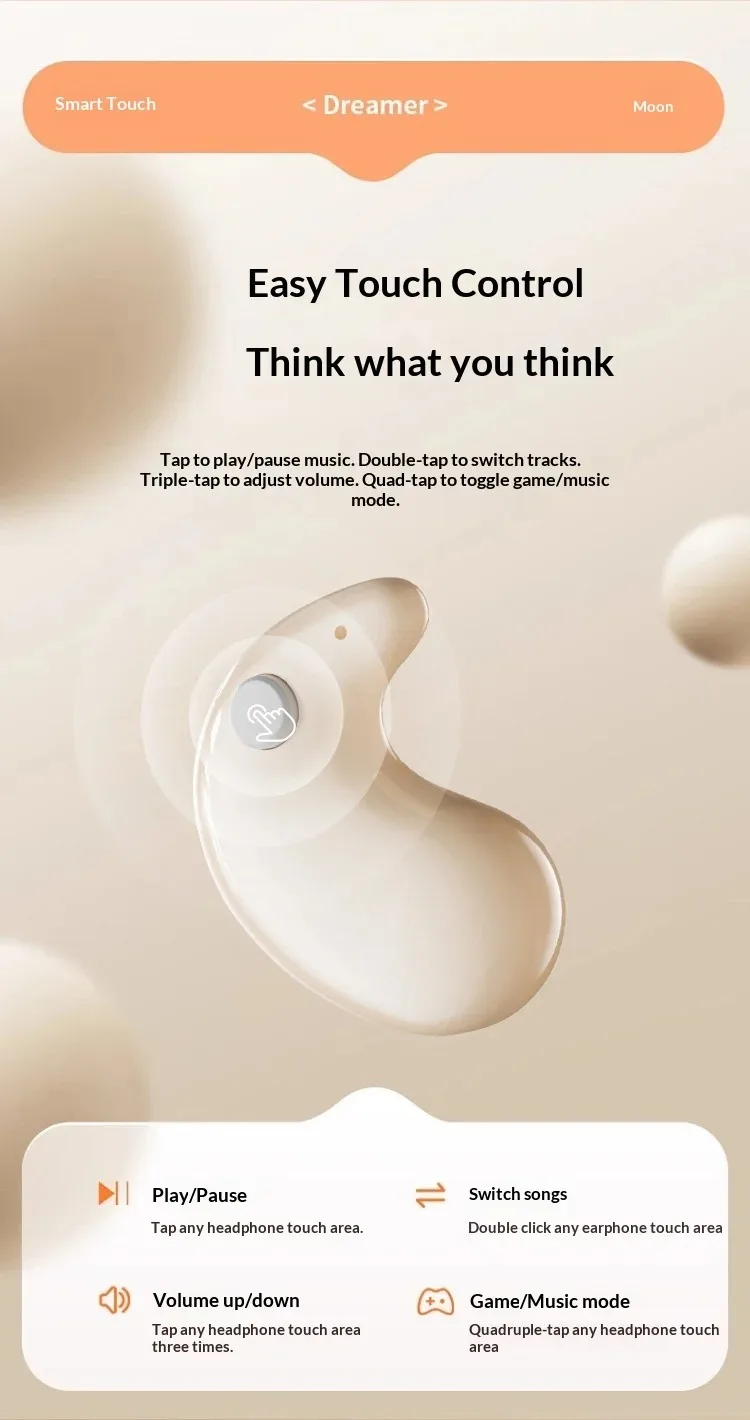 Ultra Thin Wireless Sleep Earbuds Zero Pressure Design for Side Sleepers All-Day Wearing Comfort Extended Playtime Battery