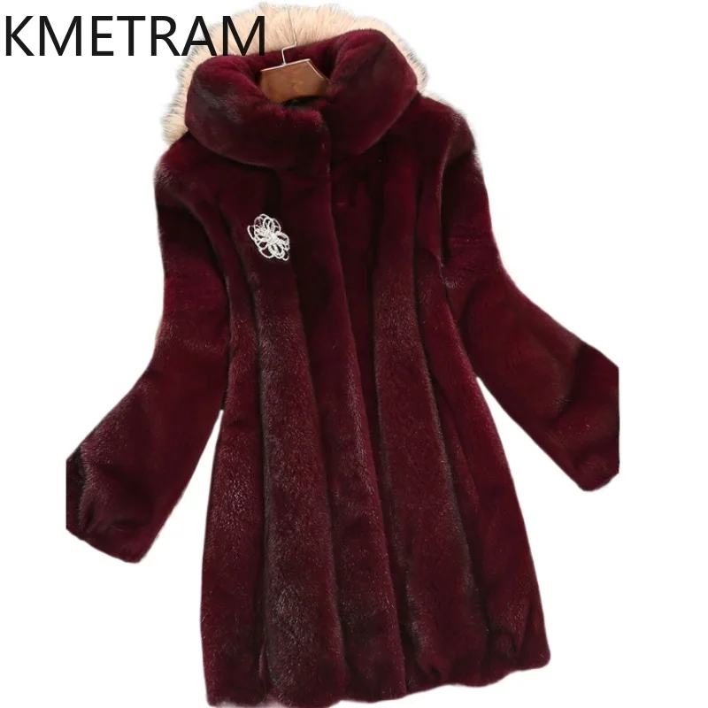 Damski płaszcz z naturalnego futra norek, wysokiej jakości kurtka futrzana o średniej długości, zimowe ubrania, nowości 2025, kurtki damskie, fourrure