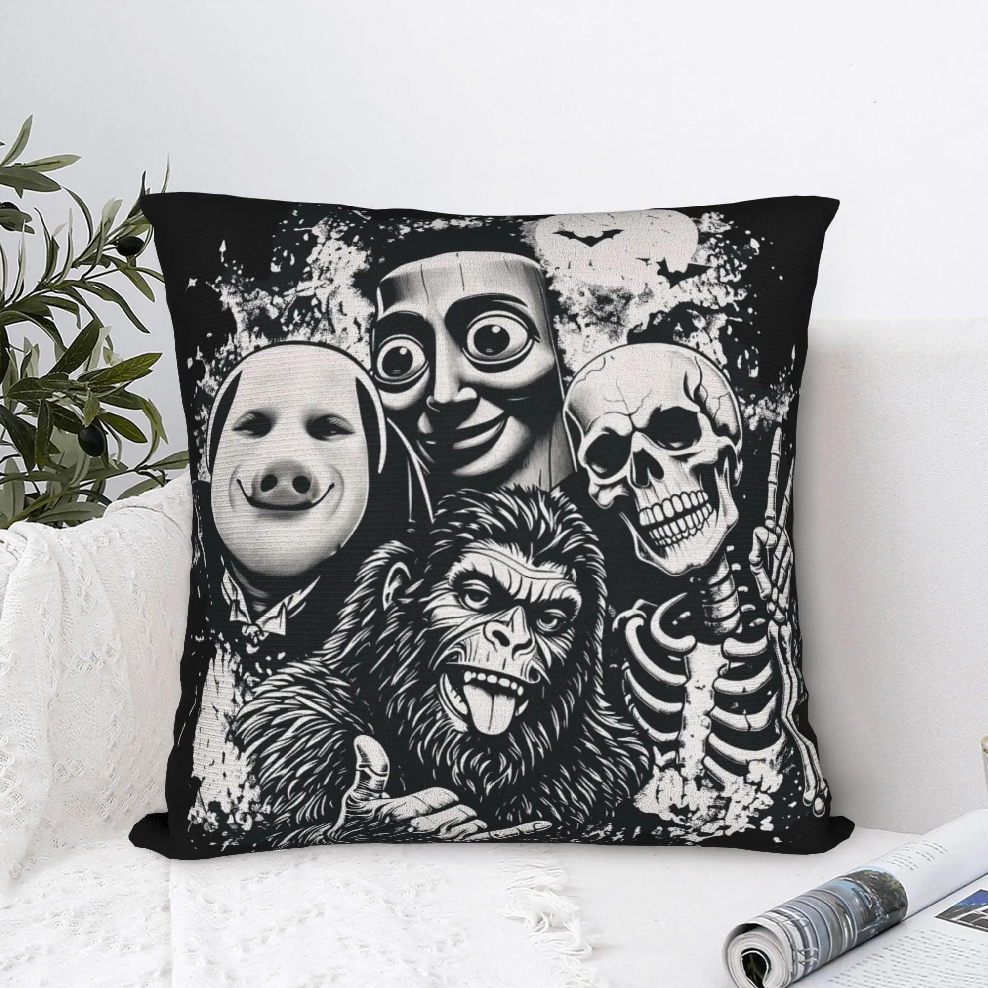 Pillow Cover Vintage 90s Halloween Tung Sahur John Pork Skeleton Bigfoot Vintage Pillow Case For Sofa Car Home Decor Pillowcases