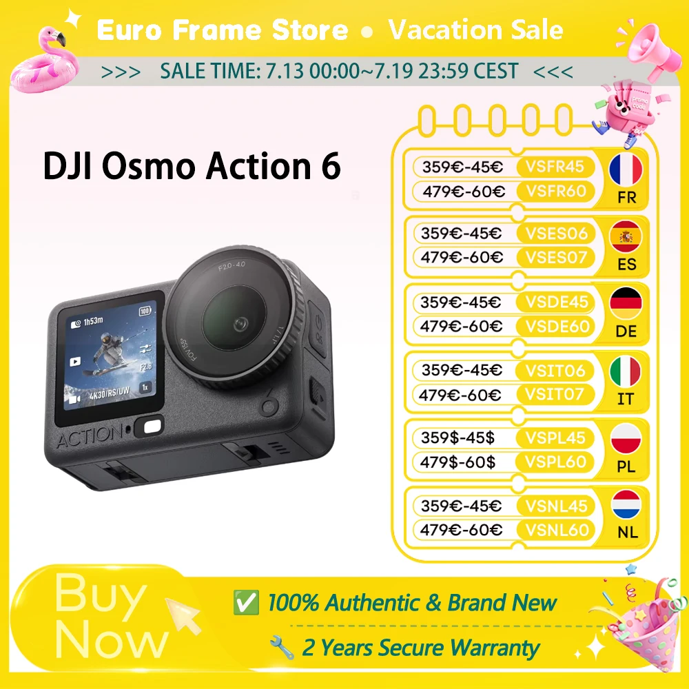 Cámara de acción DJI Osmo Action 6 con apertura variable, sensor cuadrado de 1/1.1 pulgadas, nueva Osmo Action 6 4K con recorte libre.