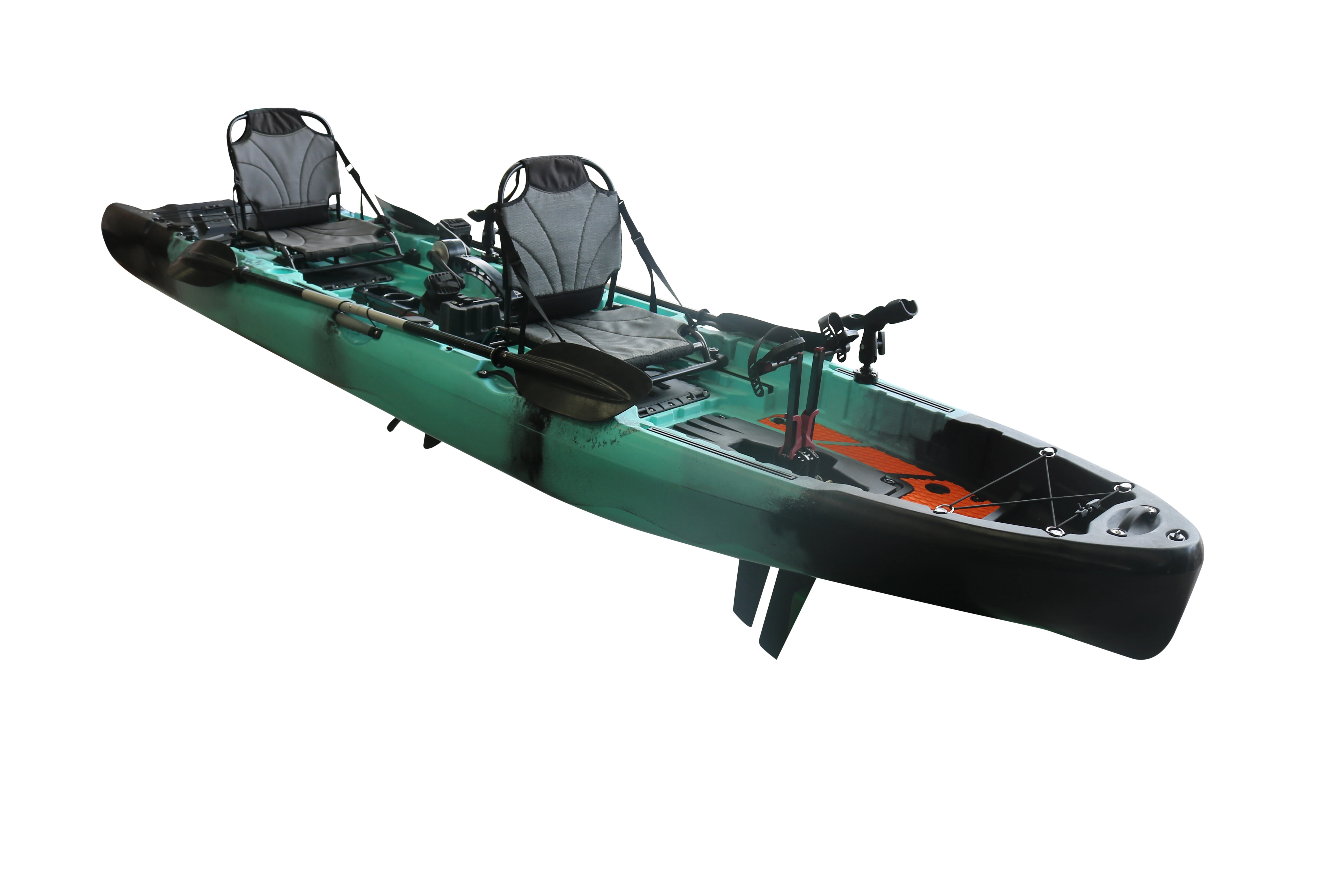 New Arrival 14FT 2-Person Pedal Kayak 4.2m Length Electric Motor Fishing Kayak HDPE Hull Material Plastic Water Sports view 4