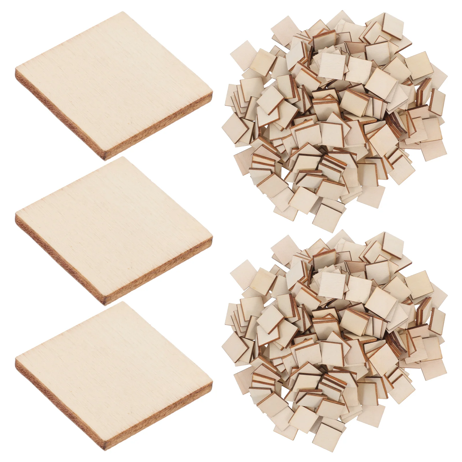 

300 Pcs Square Wood Slices Blank DIY Plaque Crafts Unfinished Ornaments Home Decor Party Wedding Sewing Accessories Supplies