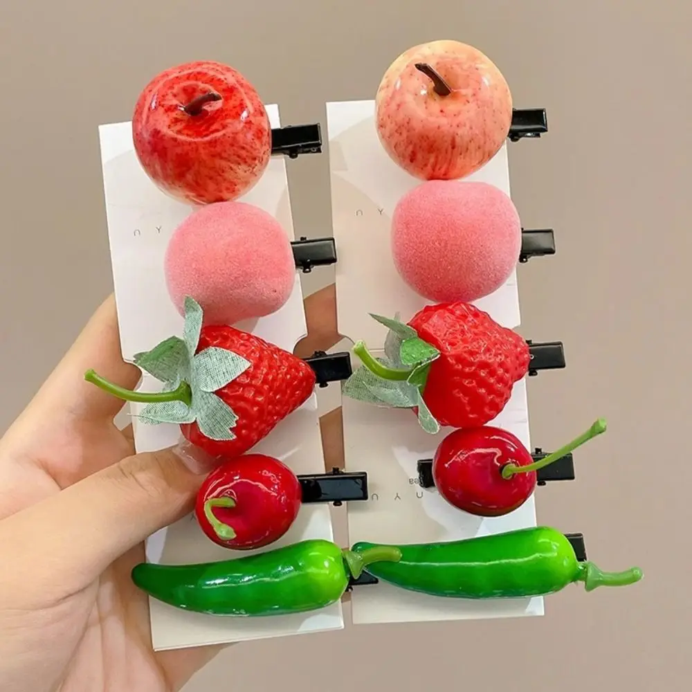 1 Pcs Cute Fun Simulation Fruit Hair Clip For Girls Strawberry Cherry Hairpins Kawaii Side Barrettes Children Hair Accessories