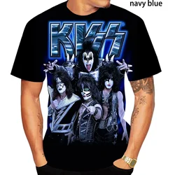 2024 New Harajuku Style T-shirt 3D Printed Kiss Band T-shirt Short Sleeve Hip Hop T-shirt Street Loose Comfortable Men's Top