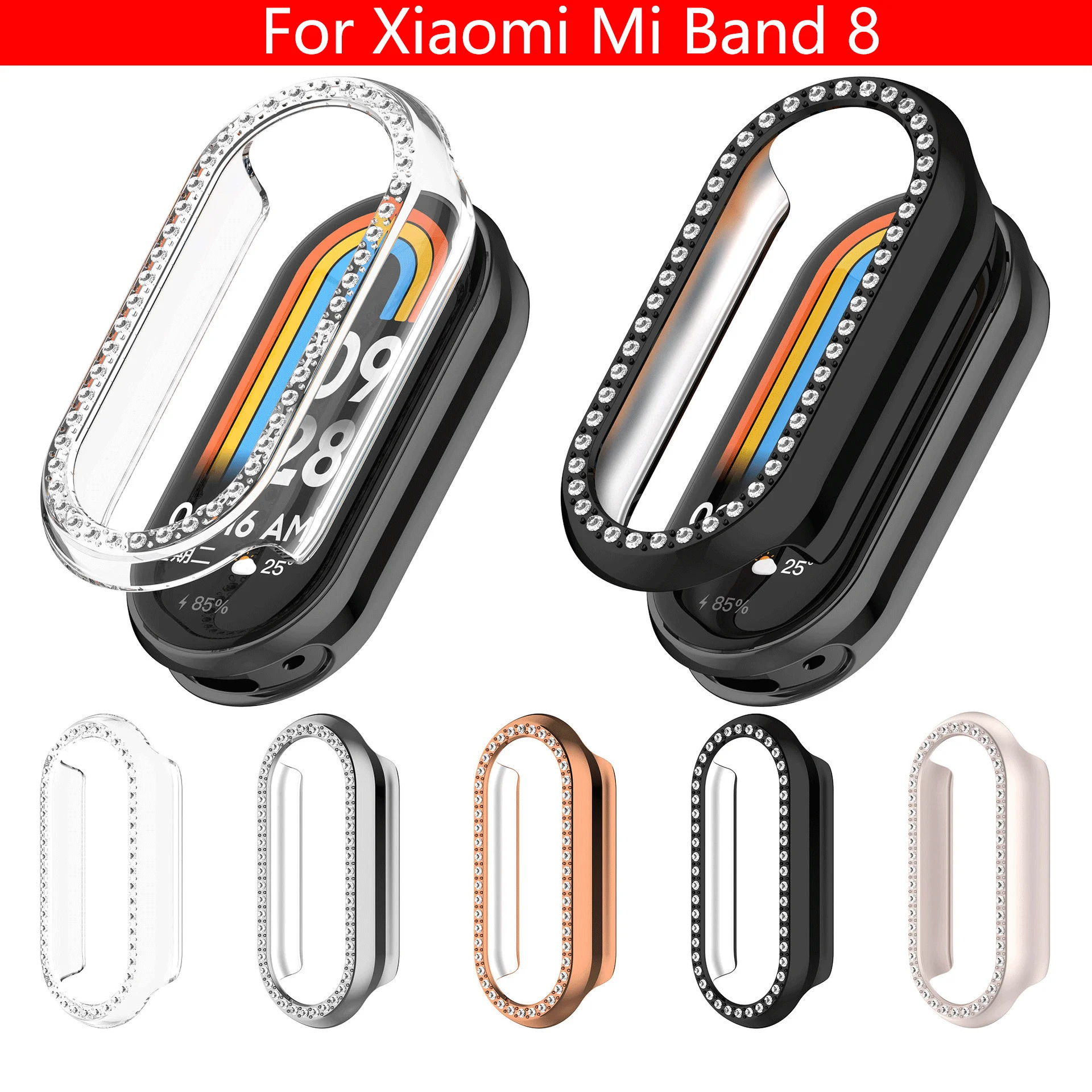 

Diamond Protective Case For Mi Band 8,Hard PC Hollow Bumper Protective All-around Frame For IWatch Mi Band 8 Watch Accessories