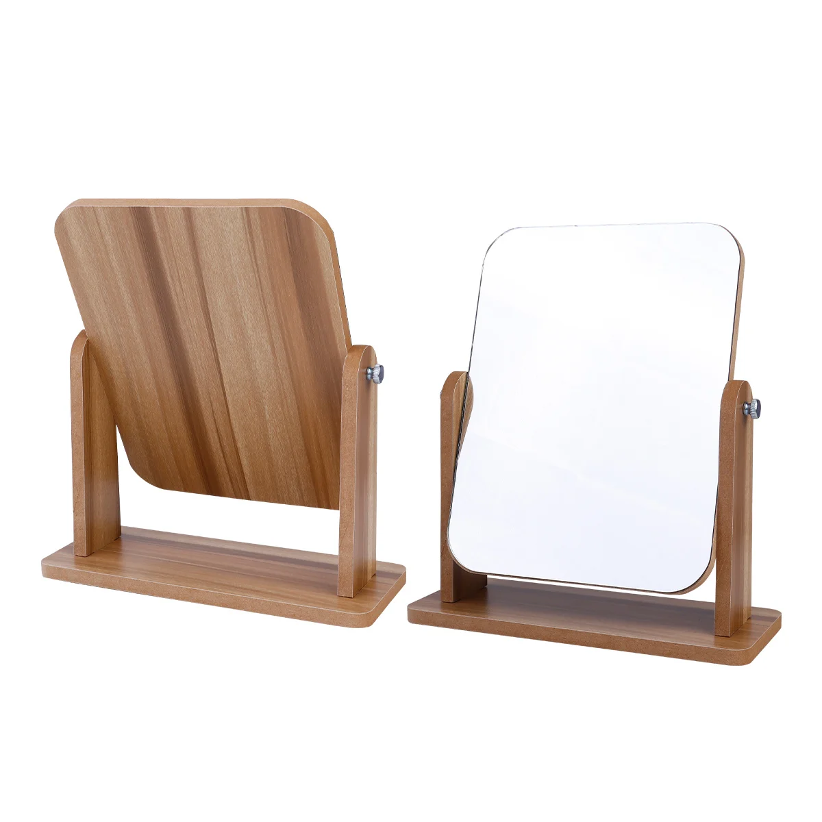 데스크탑 메이크업 거울 나무 프레임 사각형 거울 휴대용 세련된 투명 유리 가정용 침실 욕실 테이블 장식용