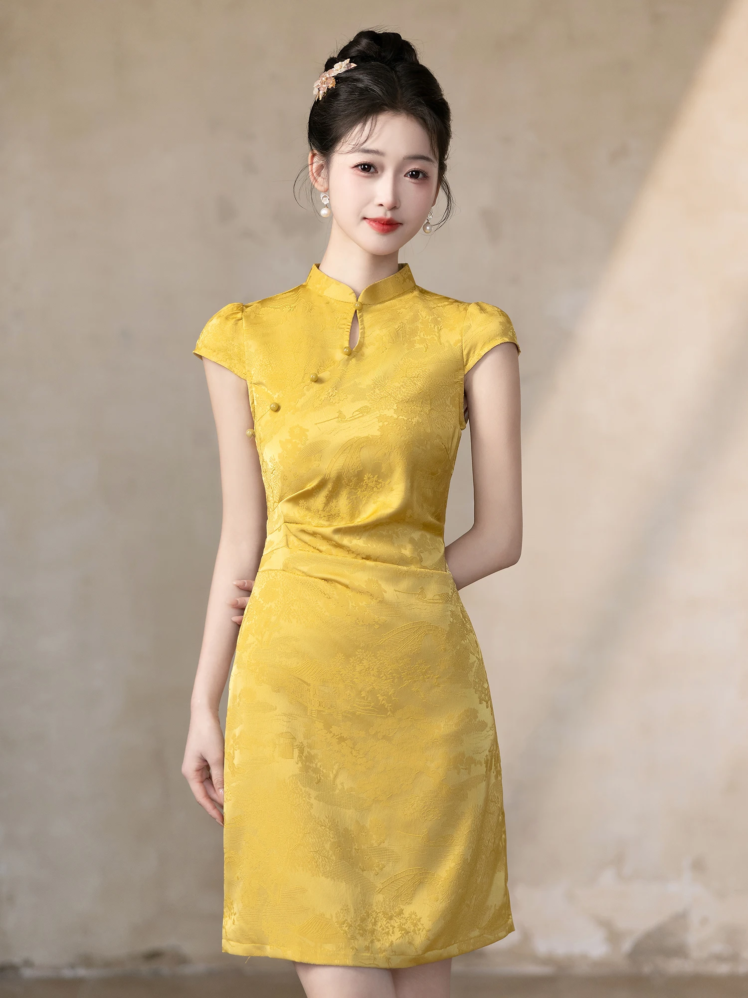 

Новая летняя дышащая повседневная одежда Dr Yellow Workwear для молодых женщин в китайском стиле, однотонная, с коротким рукавом