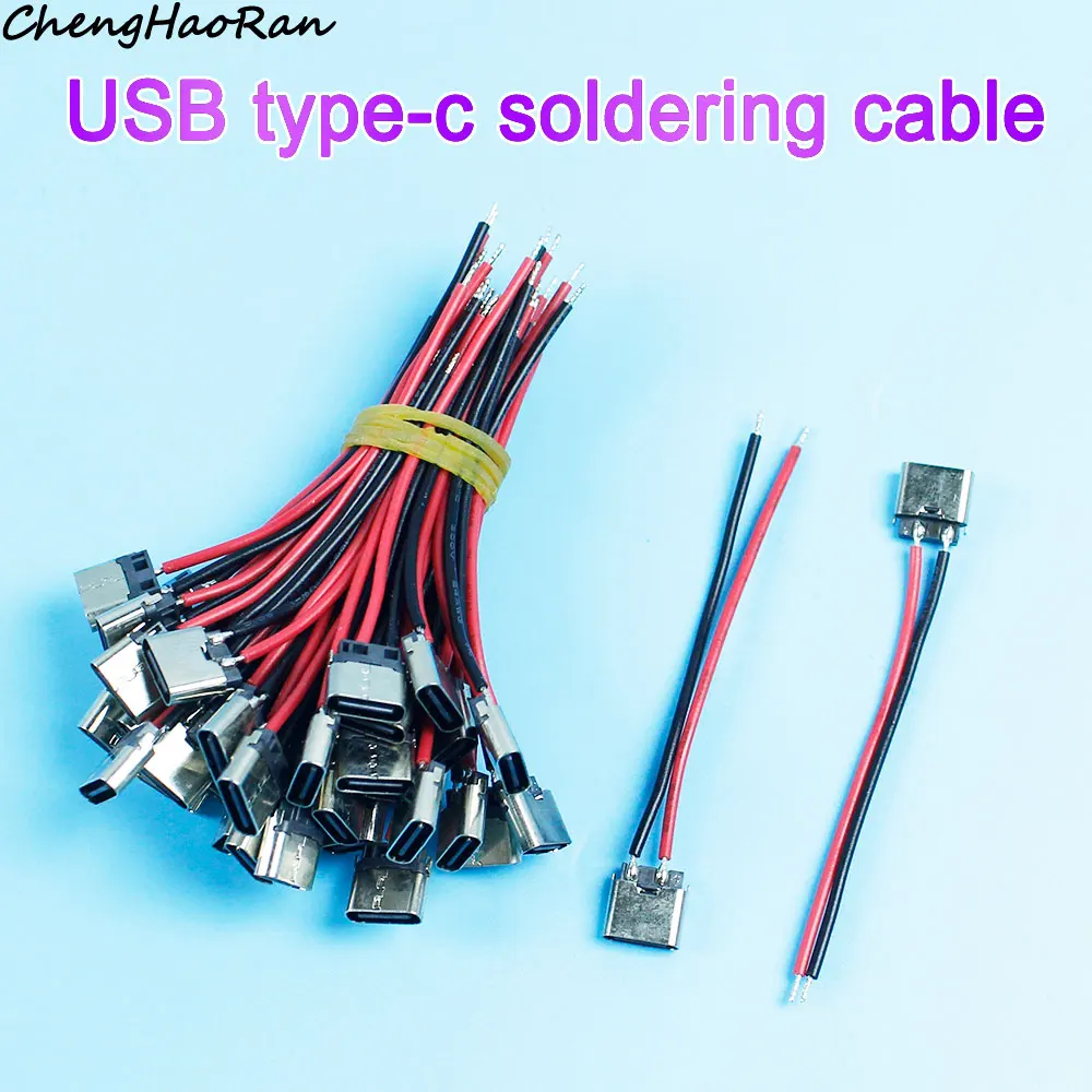 2/5 pcs USB TYPE-C Female Chassis Connector 2 Pin Solder Type Charging Electrical Wire Terminal Cable Connector