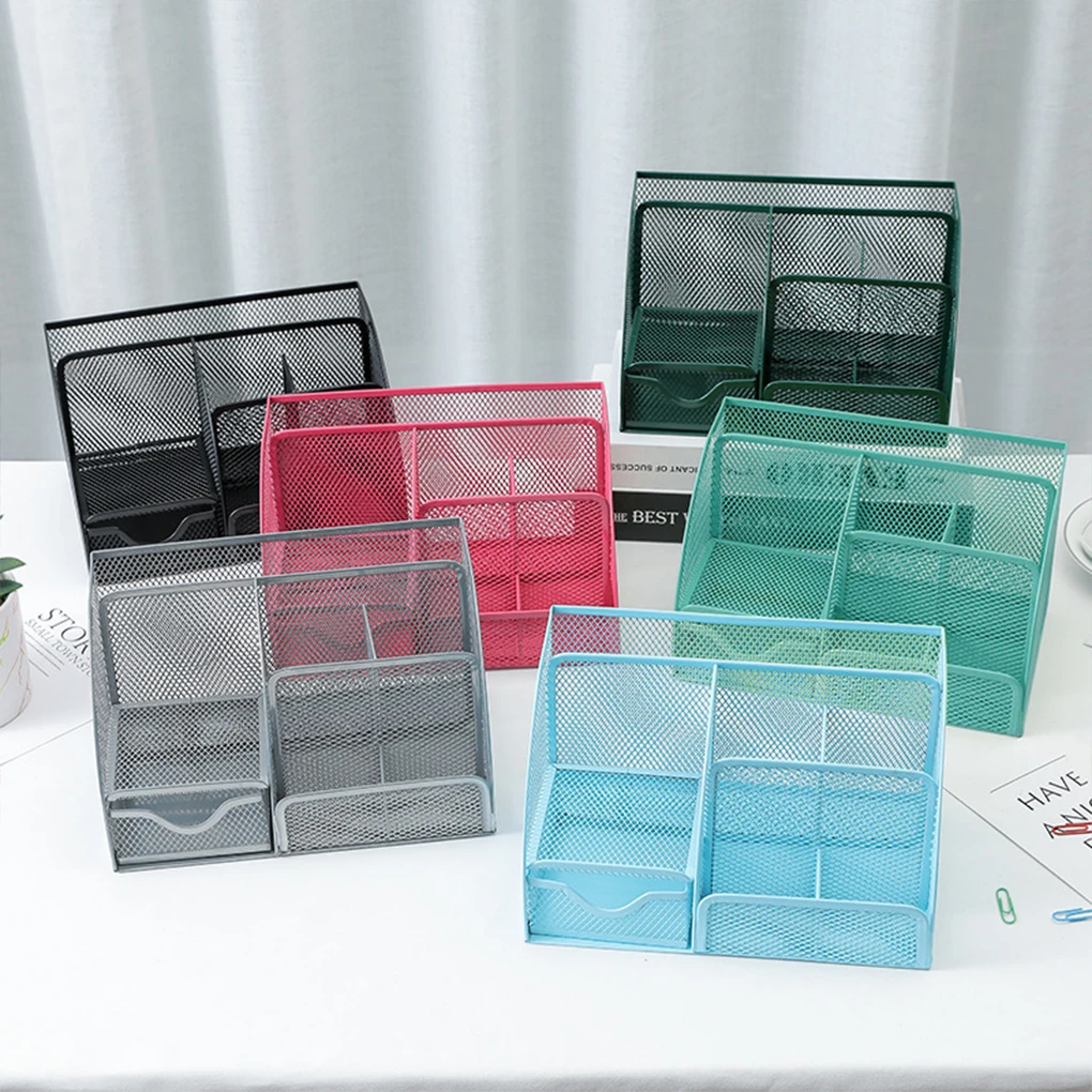 Half-Transparent Desk Organizer With Drawer - Easily Locate Items Space-saving Desk Organizer Office Black Green