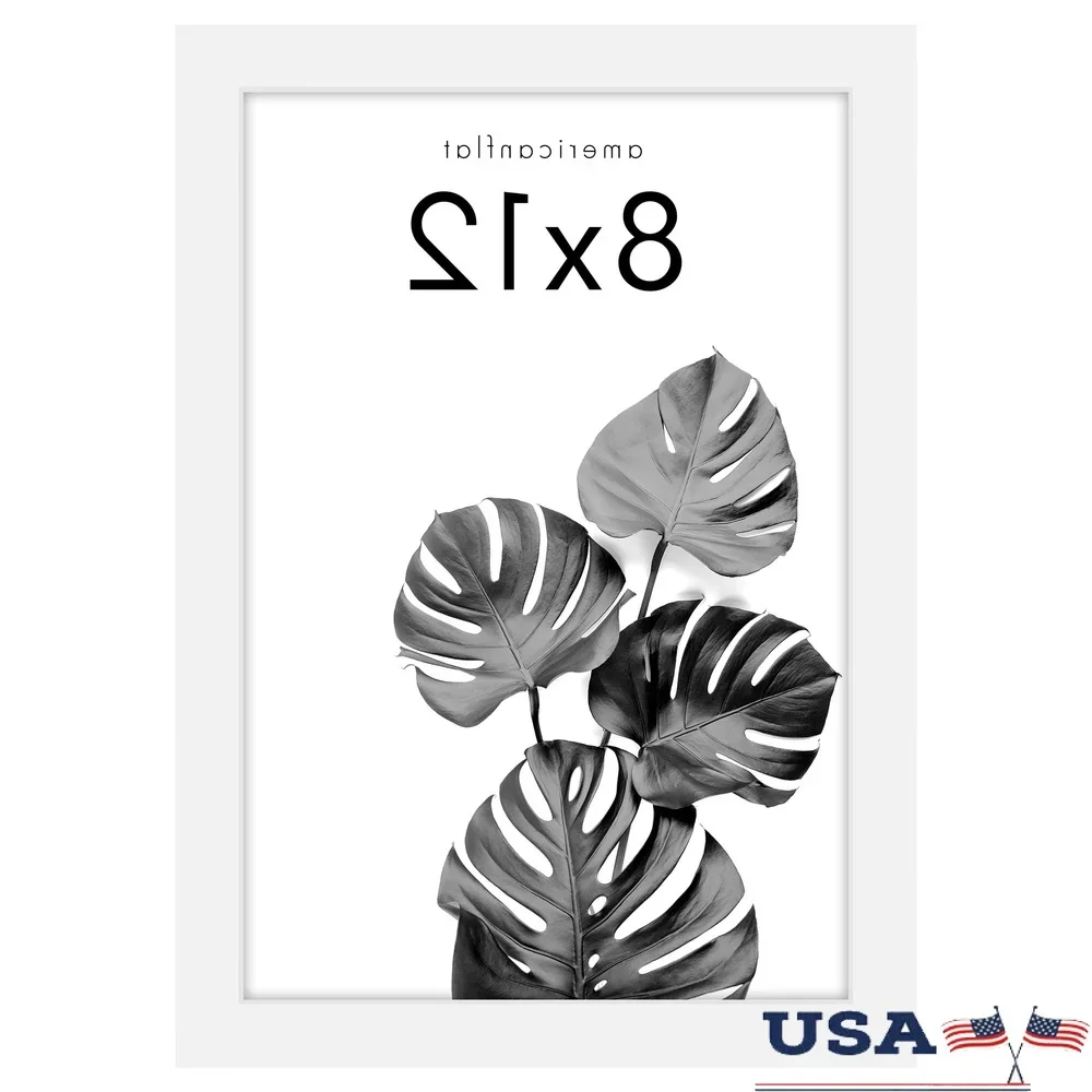 

Галерея фоторамка 8x12 белое дерево молдинг небьющееся стекло настенное крепление вертикальный горизонтальный дисплей художественная рамка