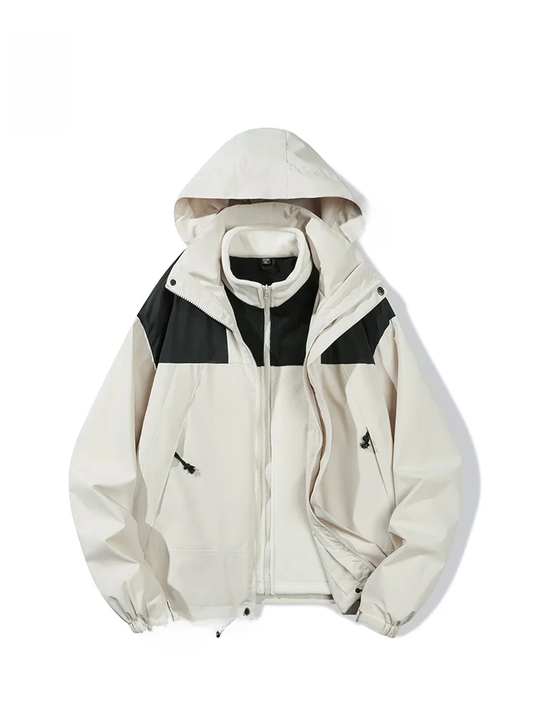 

American Sle Tee-in-One Detachable Hooded Waterproof Jaet Men's Casual Faion Spring New Arrival Polyester Fiber