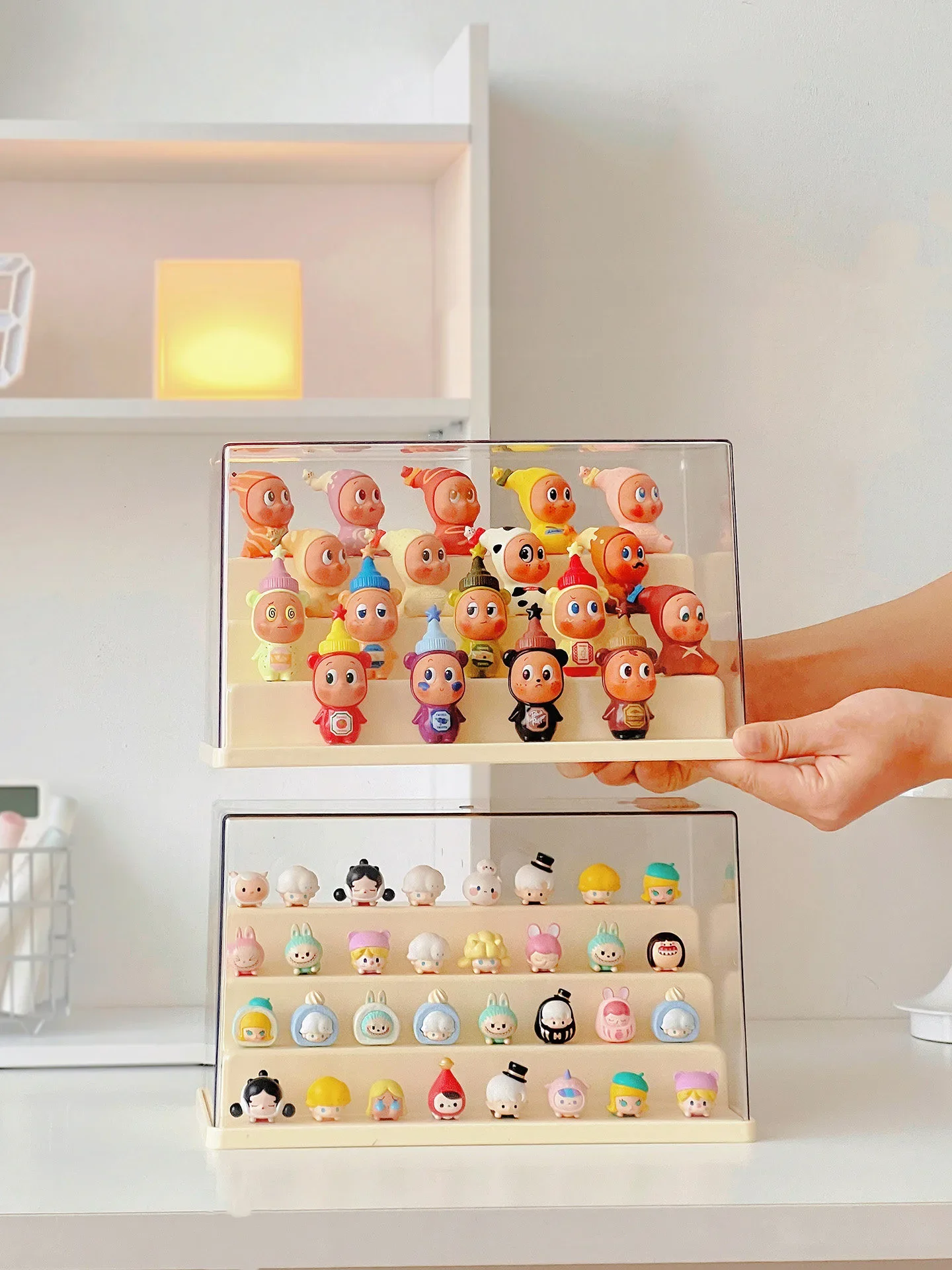 Mini Figurine Display Cabinet Blind Box Display Rack Stackable Organizer for Collectibles Mini Action Figures Display Case