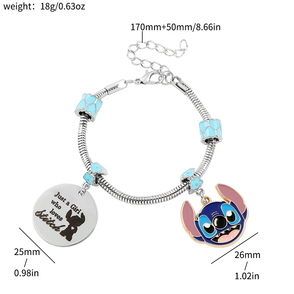 Kawaii Cartoon Lilo & Stitch Charms Bracelet Disney Stitch Pendant Bangle DIY Bracelet for Girls Fashion Accessories Gifts