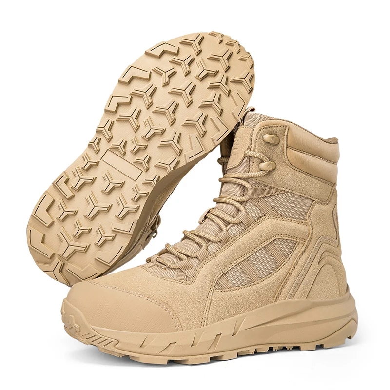 

CHRLCK Male Outdoor Mountain Climbing Shoes Hunting Boots Men Outdoor Boots Fashion Men's Desert Combat Leather Hiking Shoes