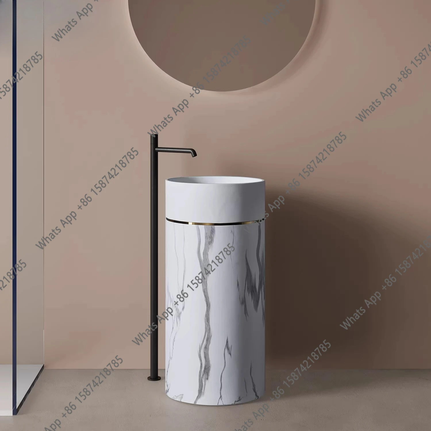 

Итальянская минималистичная колонная раковина, встроенная в структуру здания от пола до потолка, для гостиниц и клубных домов, с художественным оформлением, персонализированная раковина.