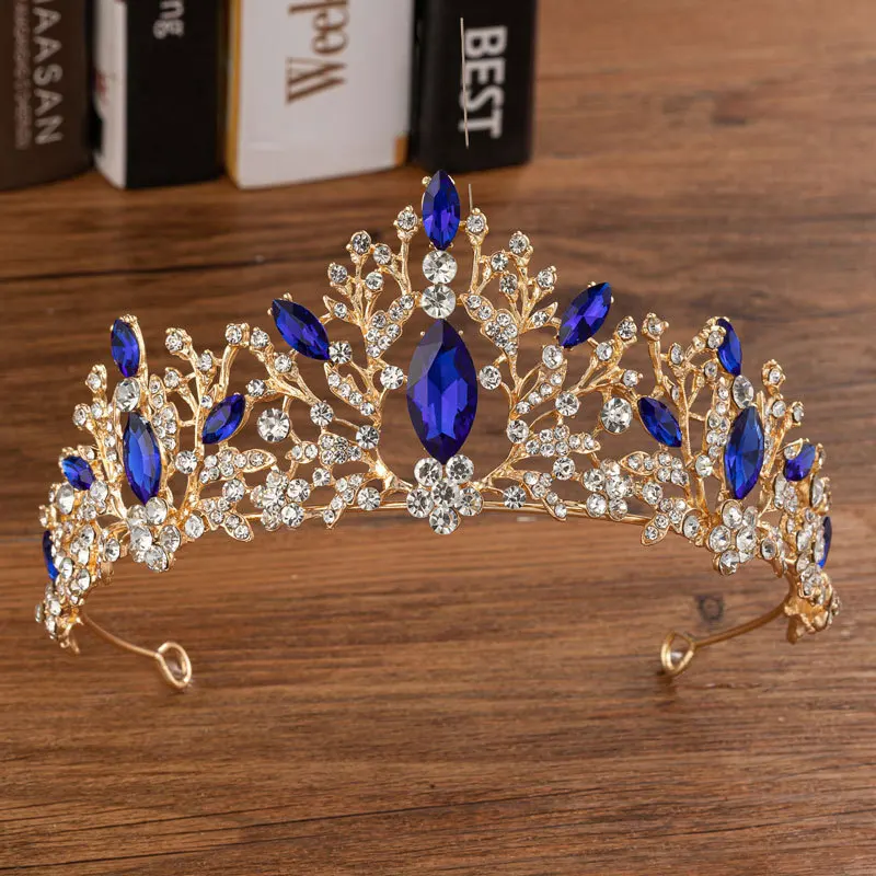 Tiara Colorful Rhinestone Queen Crown Bridal Wedding Birthday Headband Hair Accessory One Size view 4