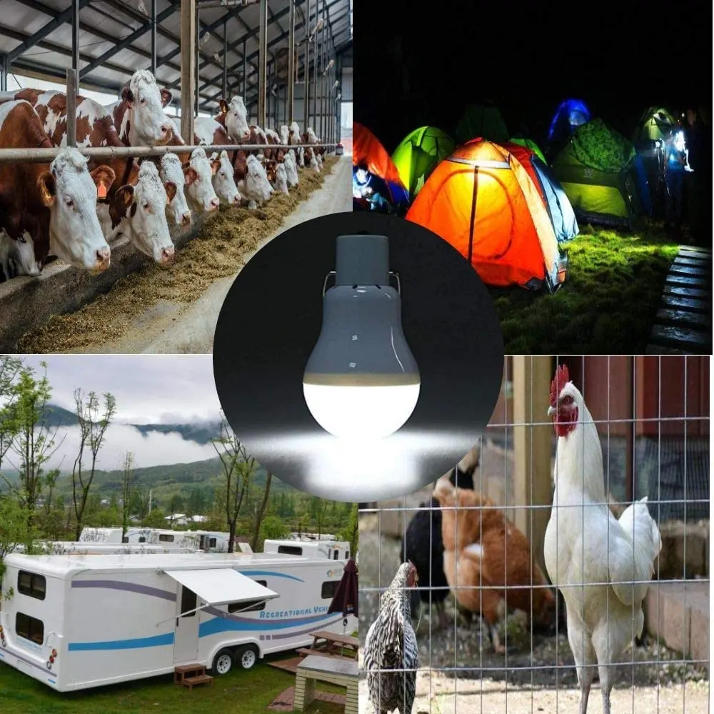 7W Solar Light Waterproof USB Charged Hanging Emergency Sunlight Powered Lamp Outdoor Indoor House Solar Bulb Light Solar Panels