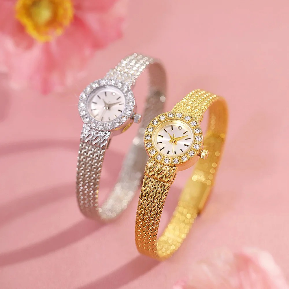 ساعات نسائية جديدة BS ماركة موضة كريستال ساعات كوارتز نسائية فاخرة ذهبية عتيقة ساعة يد بسيطة هدايا نسائية
