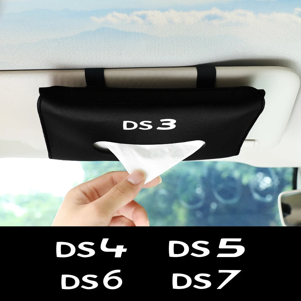 Car Visor Tissue Holder Case Hanging Bag Auto Interior Accessories Tools For DS Citroen DS3 Cabrio DS4 DS5 Prestige 5LS DS6 DS7