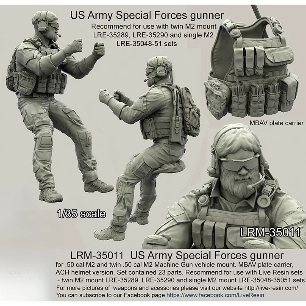 Kit de modelo sem pintura de figura de resina 1/35, artilheiro das Forças Especiais do Exército dos Estados Unidos (1 pessoa) GK desmontado e sem pintura