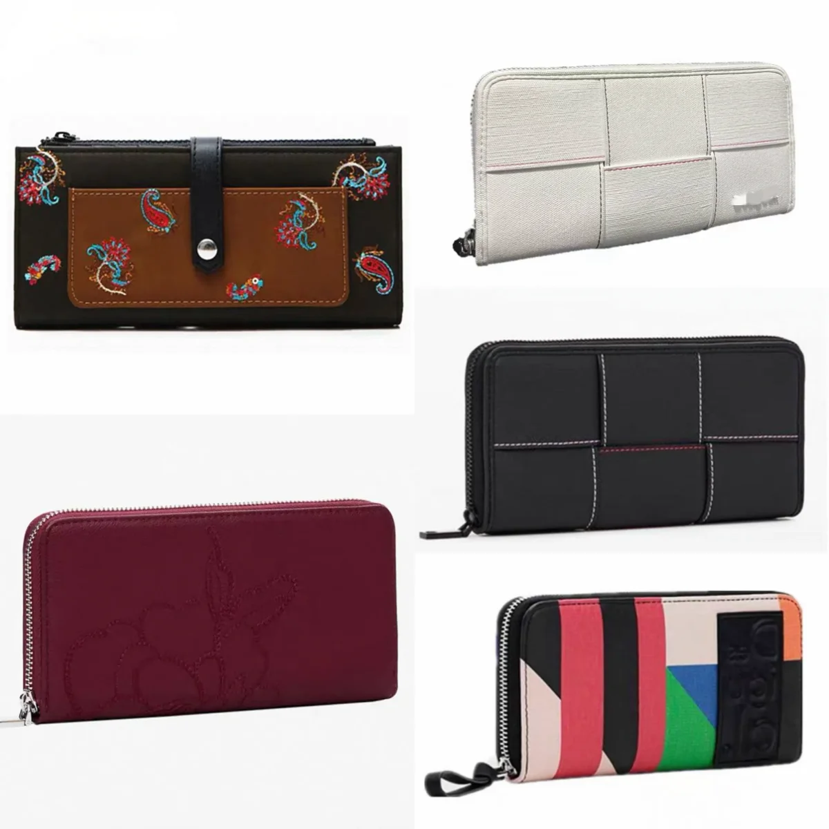 European, American, Spanish original simple embroidered printed wallet rectangular fashionable change bag card bag