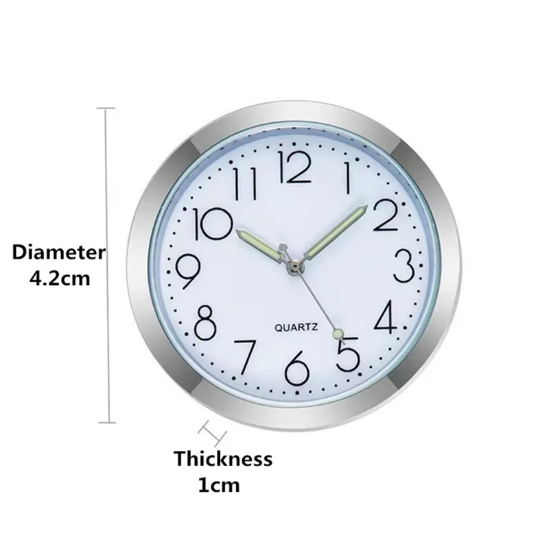Waterproof Car Dashboard Panel Stick-On Luminous Clocks Vehicle Air Vent Mini Quartz Watches Motorcycle Bicycle Boat Timepiece