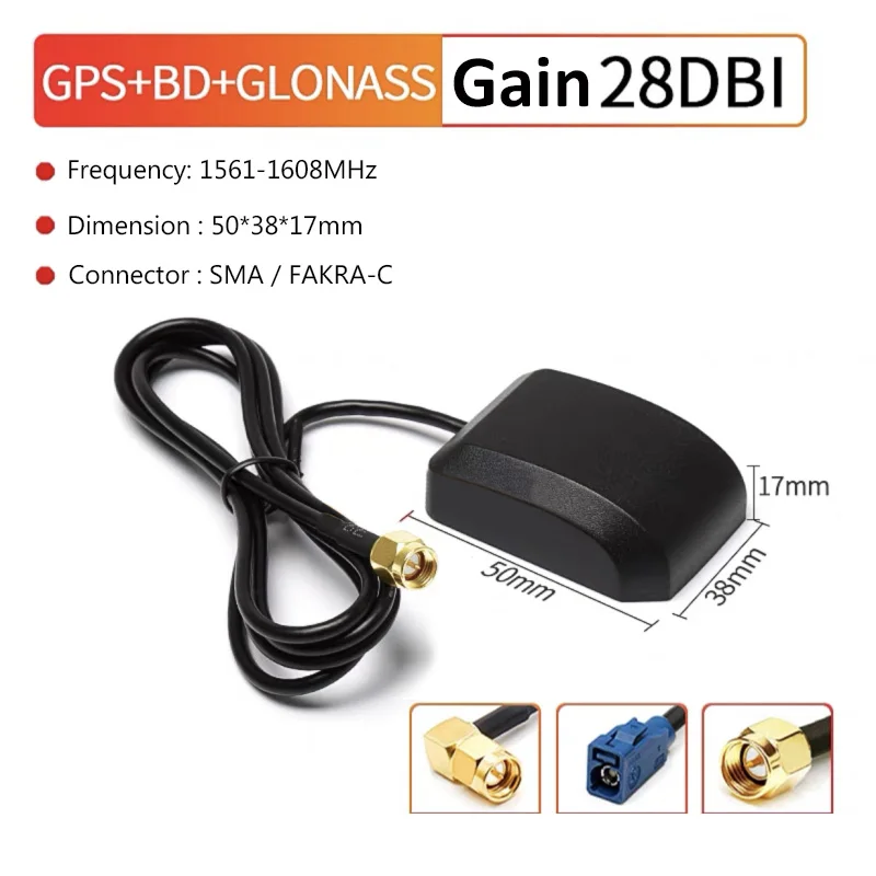 Antena BD GPS GLONASS o wysokim wzmocnieniu 28dBi 3 w 1 podwójny tryb pozycjonowania satelitarnego antena samochodowa SMA męskie złącze FAKRA-C kabel 3M