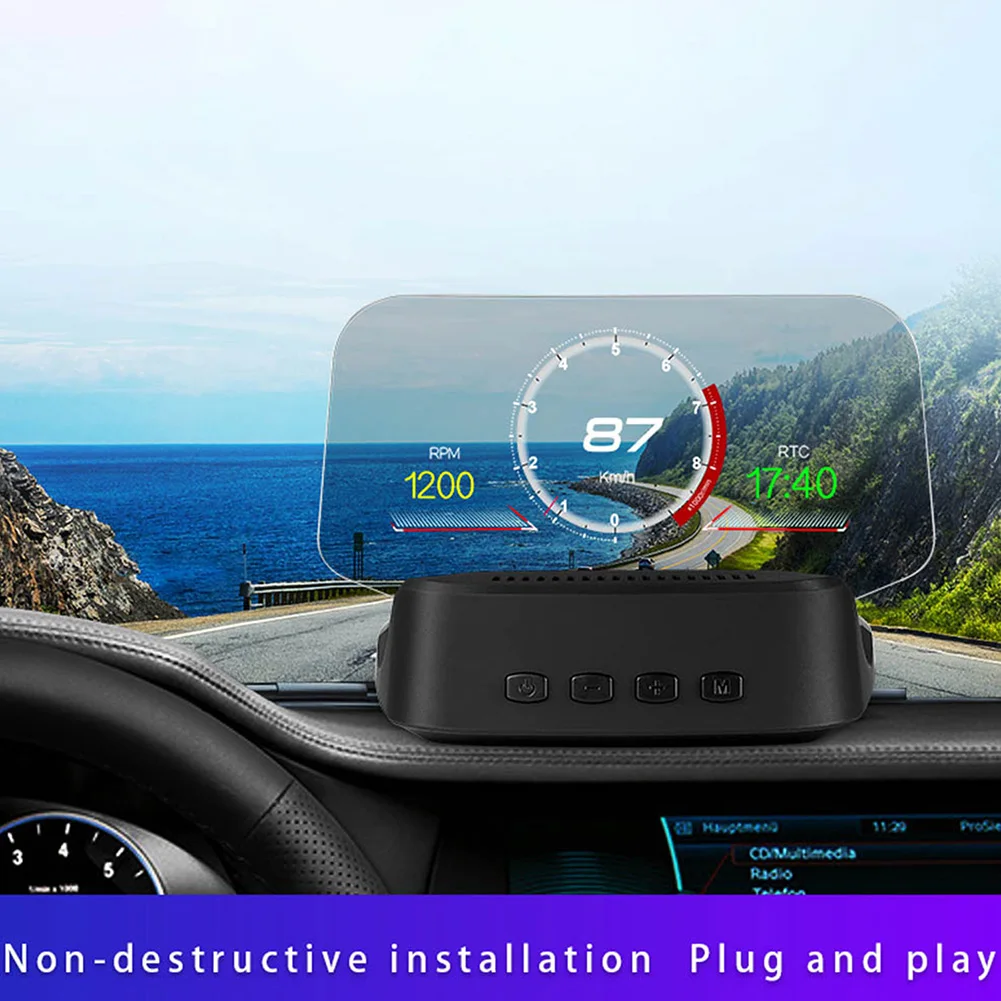 C2 Car HUD Head Up Display GPS Navigation OBD2 Scanner On-Board Computer Bluetooth Speedometer Projection